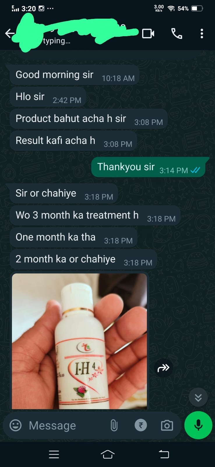 ih4 oil good result from customer